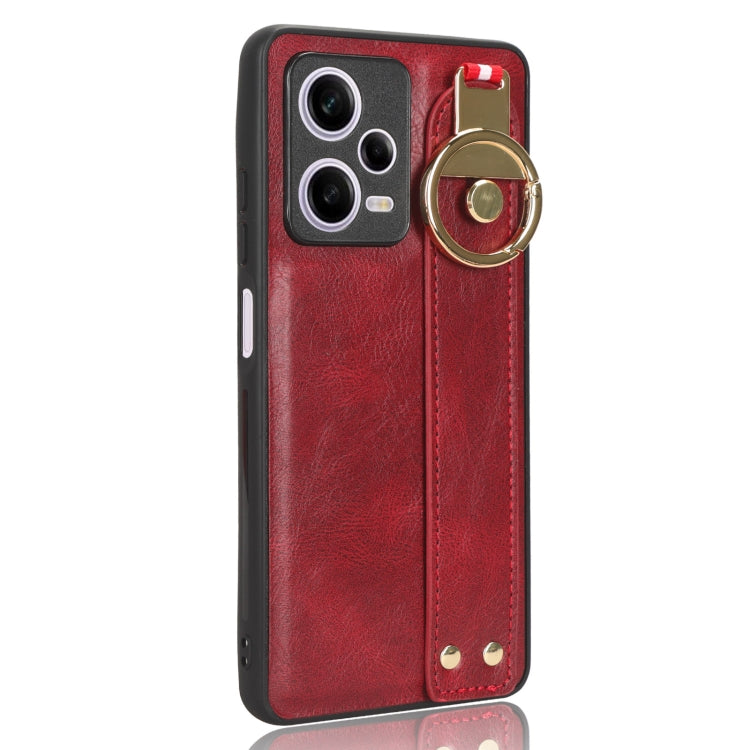 For Redmi Note 12 Pro 5G Global Wristband Leather Back Phone Case(Red)