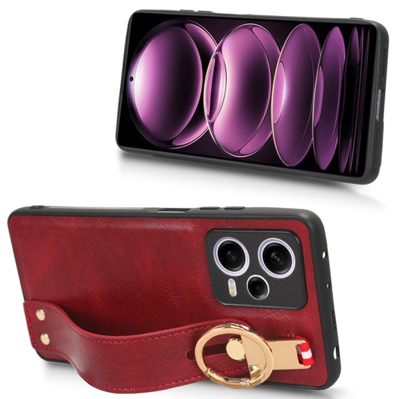 For Redmi Note 12 Pro 5G Global Wristband Leather Back Phone Case(Red)