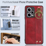 For Redmi Note 12 Pro 5G Global Wristband Leather Back Phone Case(Red)