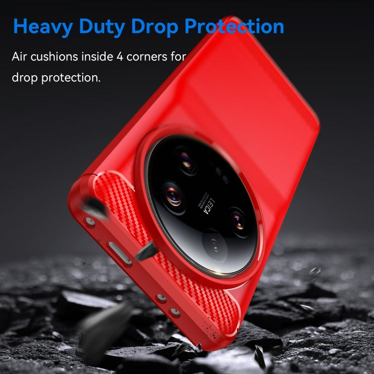 For Xiaomi 13 Ultra Carbon Fiber Brushed Texture TPU Case(Red)