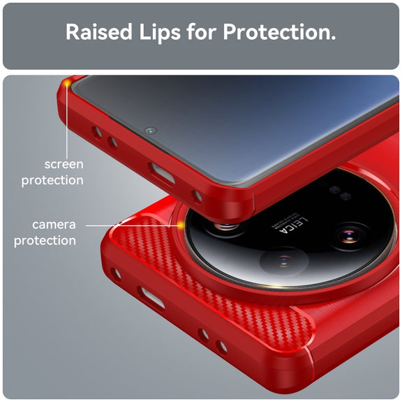 For Xiaomi 13 Ultra Carbon Fiber Brushed Texture TPU Case(Red)