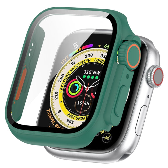 For Apple Watch Series 8 & 7 41mm Tempered Film + PC Integrated Watch Protective Case(Green)