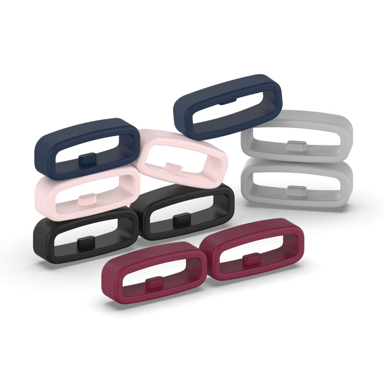 18mm 10pcs Universal Watch Band Fixed Silicone Ring Safety Buckle(Wine Red)