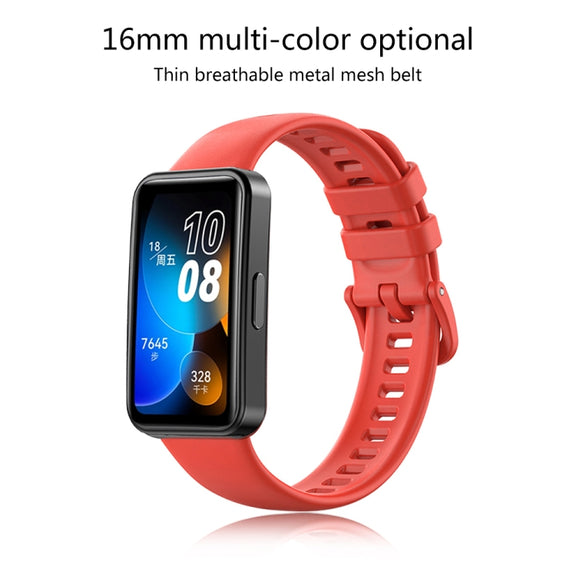 For Huawei Band 8 16mm Solid Color Silicone Replacement Watch Band(Orange)