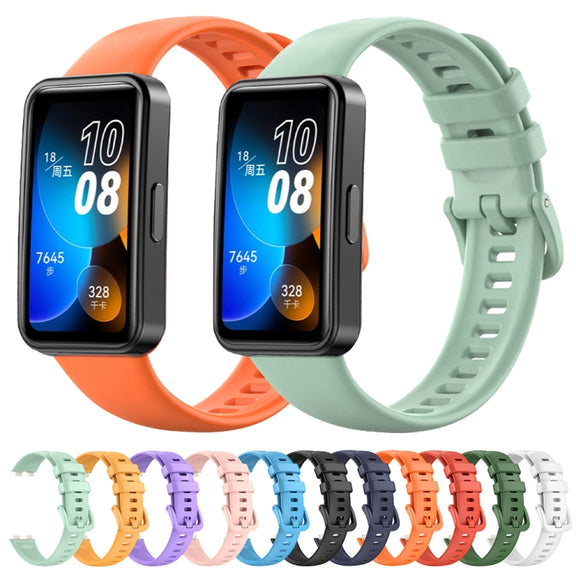 For Huawei Band 8 16mm Solid Color Silicone Replacement Watch Band(Orange)