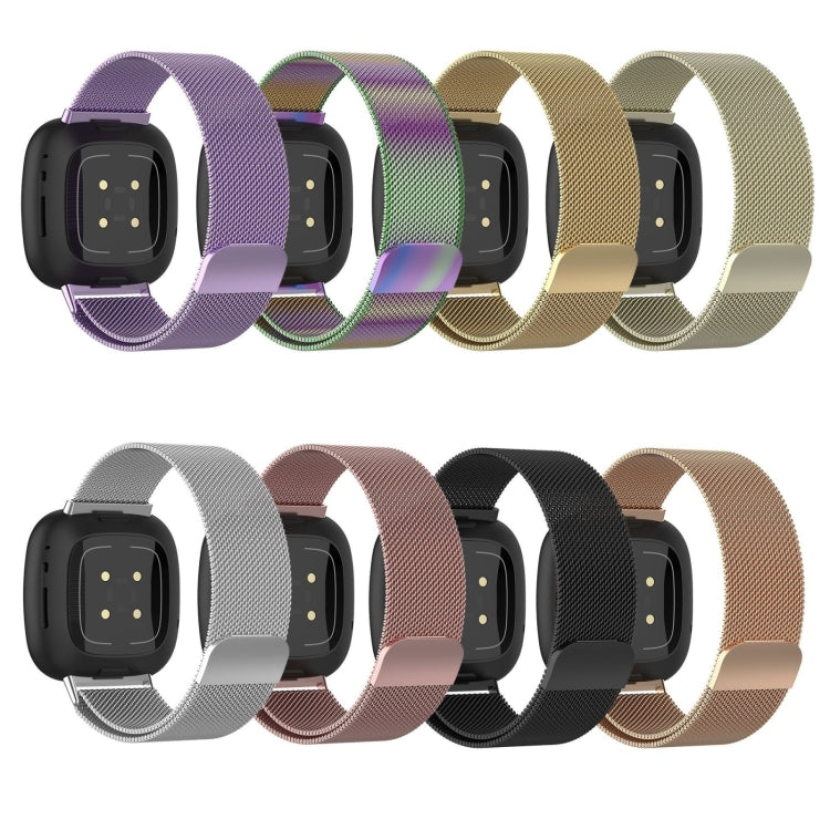 For Fitbit Versa 4 Milanese Magnetic Metal Weave Watchband, Small Size(Silver)