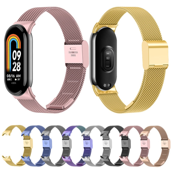 For Xiaomi Mi Band 8 Milanese Buckle Metal Watch Band(Black)