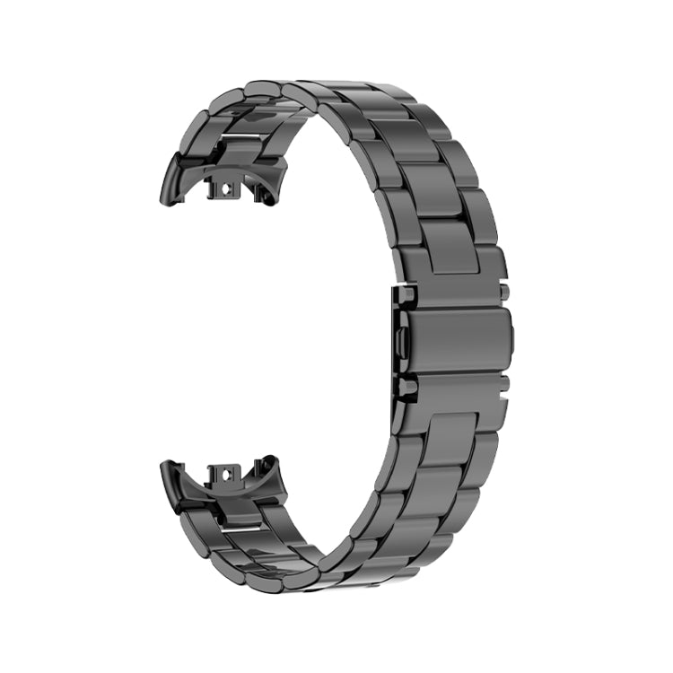 For Xiaomi Mi Band 8 Milanese Three-bead Metal Watch Band(Black)