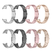 For Xiaomi Mi Band 8 Milanese Three-bead Metal Watch Band(Rose Pink)