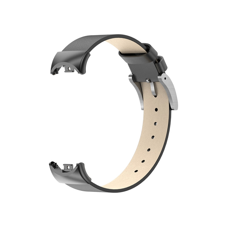 For Xiaomi Mi Band 8 Leather Replacement Watch Band(Black)