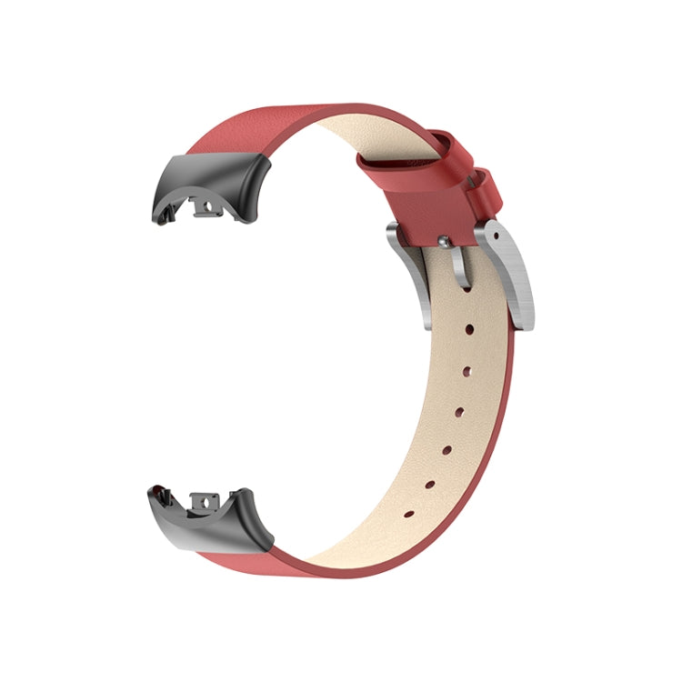 For Xiaomi Mi Band 8 Leather Replacement Watch Band(Red)