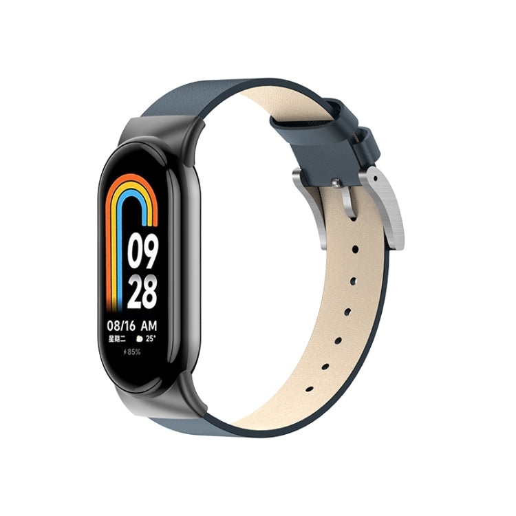 For Xiaomi Mi Band 8 Leather Replacement Watch Band(Midnight Blue)