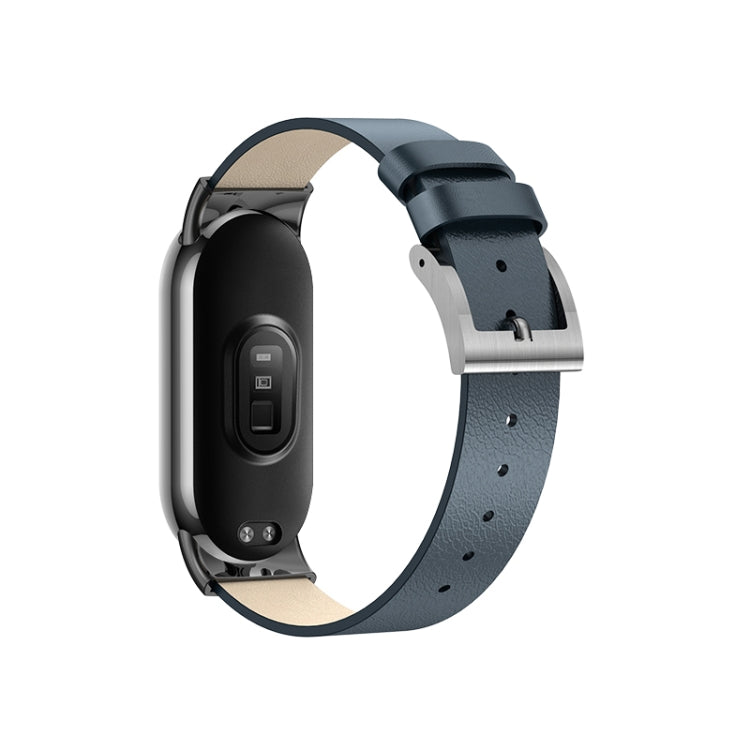 For Xiaomi Mi Band 8 Leather Replacement Watch Band(Midnight Blue)
