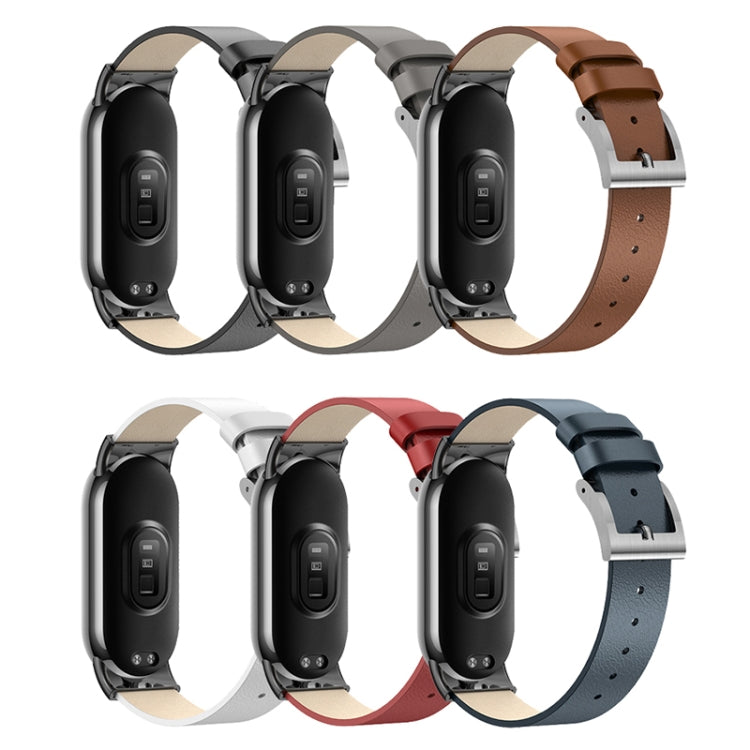 For Xiaomi Mi Band 8 Leather Replacement Watch Band(Black)