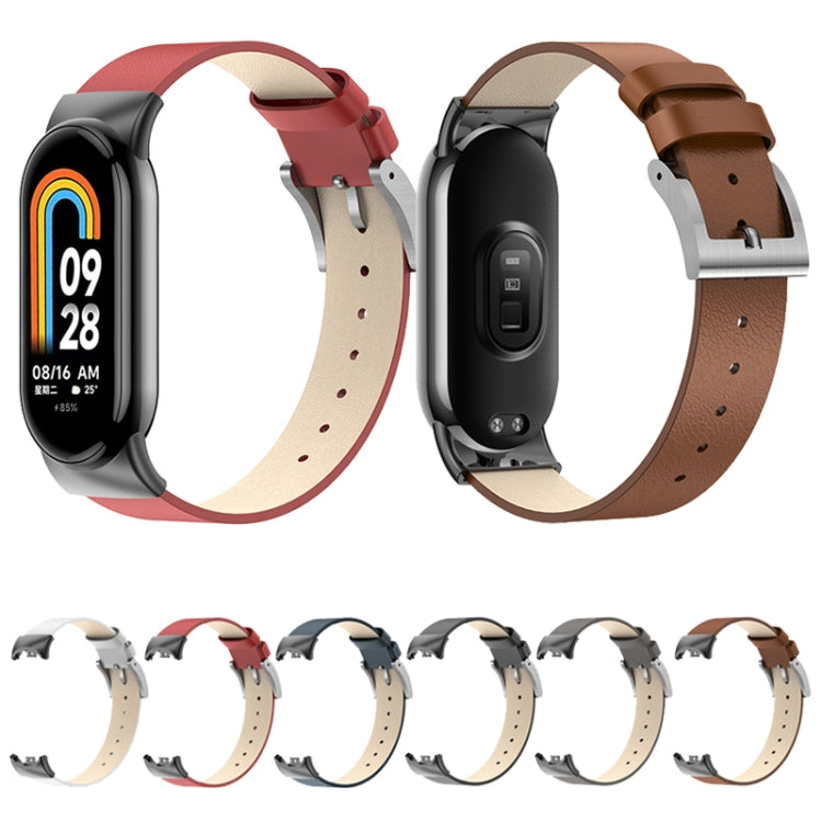 For Xiaomi Mi Band 8 Leather Replacement Watch Band(Black)