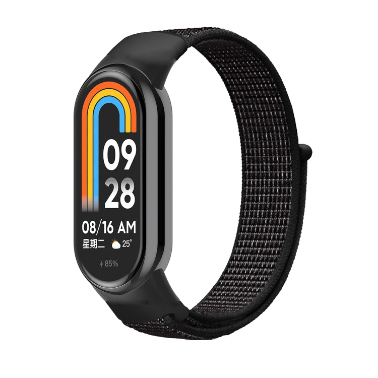 For Xiaomi Mi Band 8 Loop Nylon Replacement Watch Band(Reflective Black)