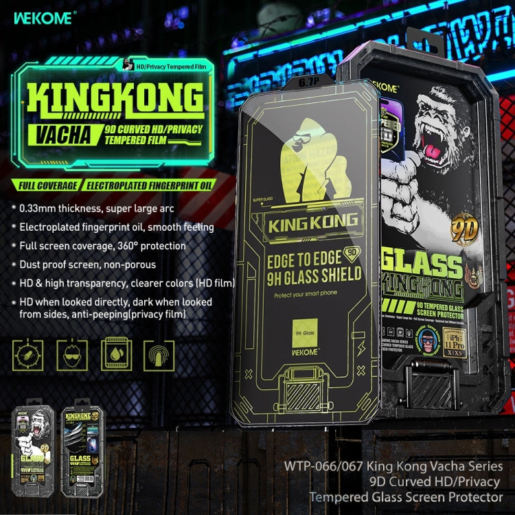 For iPhone 13 Pro Max WK WTP-067 King Kong Vacha 9D Curved Privacy Tempered Glass Film(Black)