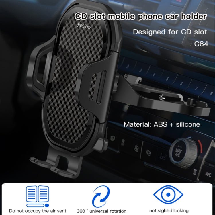 Yesido C84 360 Degree Rotating CD Port Car Phone Holder(Black)