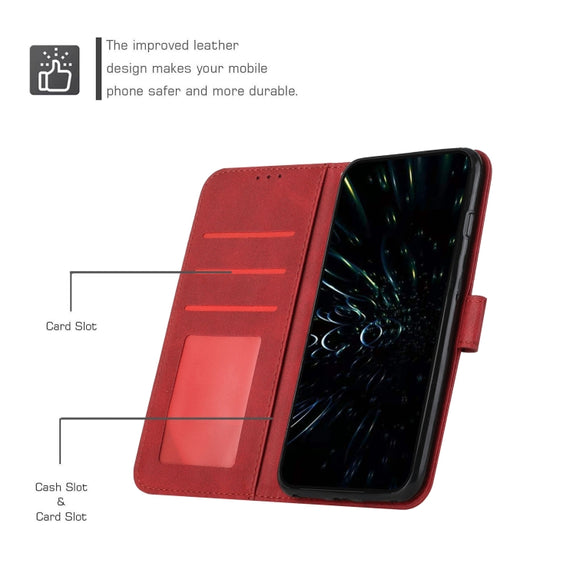 For Samsung Galaxy A24 4G Stitching Calf Texture Buckle Leather Phone Case(Red)