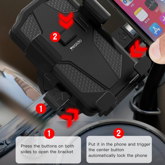 Yesido C94 Bicycle / Motorcycle Elastic Clip Phone Navigation Bracket(Black)