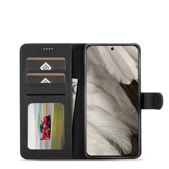 For Google Pixel 7a LC.IMEEKE Calf Texture Flip Leather Phone Case(Black)