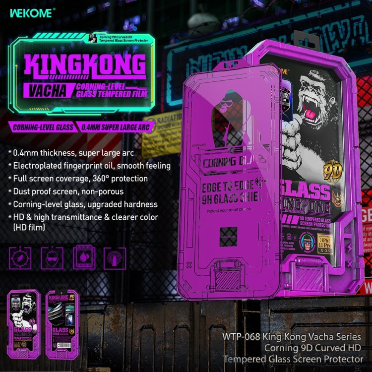 For iPhone 14 Pro Max WK WTP-068 King Kong Vacha Corning 9D Curved HD Tempered Glass Film(Black)