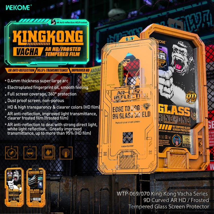 For iPhone 14 Plus WK WTP-070 King Kong Vacha 9D Curved AR Frosted Tempered Glass Film(Black)