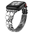 For Apple Watch Ultra 49mm Petal Metal Diamond Watch Band(Black+White) -  by PMC TechLife | Online Shopping South Africa | PMC TechLife