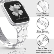 For Apple Watch Ultra 49mm Petal Metal Diamond Watch Band(Sliver+White)
