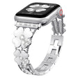 For Apple Watch 8 45mm Petal Metal Diamond Watch Band(Sliver+White) -  by PMC TechLife | Online Shopping South Africa | PMC TechLife