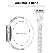 For Apple Watch 8 45mm Petal Metal Diamond Watch Band(Sliver+White)