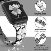 For Apple Watch 6 40mm Petal Metal Diamond Watch Band(Black+White)