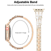 For Apple Watch 6 44mm Petal Metal Diamond Watch Band(Rose Gold+White)