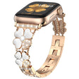 For Apple Watch 5 40mm Petal Metal Diamond Watch Band(Rose Gold+White) -  by PMC TechLife | Online Shopping South Africa | PMC TechLife