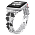 For Apple Watch 2 38mm Petal Metal Diamond Watch Band(Sliver+Black) -  by PMC TechLife | Online Shopping South Africa | PMC TechLife