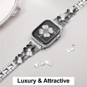 For Apple Watch 2 38mm Petal Metal Diamond Watch Band(Sliver+Black)