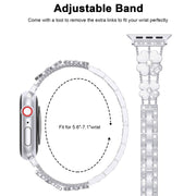 For Apple Watch 38mm Petal Metal Diamond Watch Band(Sliver+White)