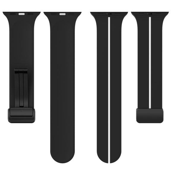 Two Color Folding Buckle Silicone Watch Band For Apple Watch SE 2022 40mm(Black+White)