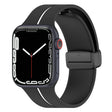 Two Color Folding Buckle Silicone Watch Band For Apple Watch SE 2022 44mm(Black+White) - Watch Bands by PMC TechLife | Online Shopping South Africa | PMC TechLife