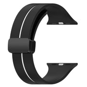 Two Color Folding Buckle Silicone Watch Band For Apple Watch SE 2022 44mm(Black+White)
