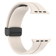 Two Color Folding Buckle Silicone Watch Band For Apple Watch SE 2022 44mm(Starlight+Grey)
