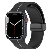 Two Color Folding Buckle Silicone Watch Band For Apple Watch SE 40mm(Black+Grey)