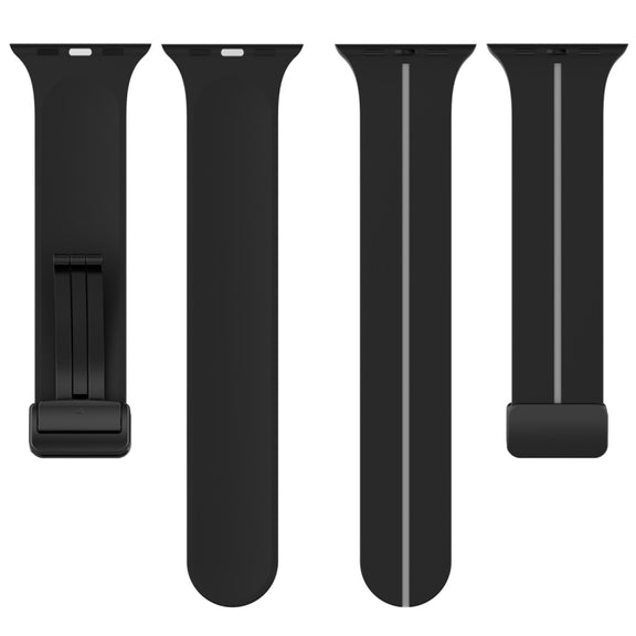 Two Color Folding Buckle Silicone Watch Band For Apple Watch SE 40mm(Black+Grey)