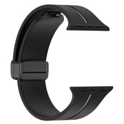 Two Color Folding Buckle Silicone Watch Band For Apple Watch SE 44mm(Black+Grey)