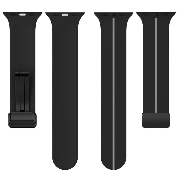 Two Color Folding Buckle Silicone Watch Band For Apple Watch SE 44mm(Black+Grey)