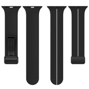 Two Color Folding Buckle Silicone Watch Band For Apple Watch SE 44mm(Black+Grey)