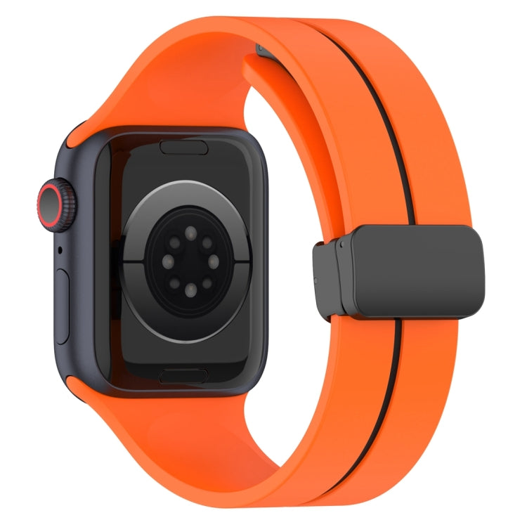 Two Color Folding Buckle Silicone Watch Band For Apple Watch 6 40mm(Orange+Black)