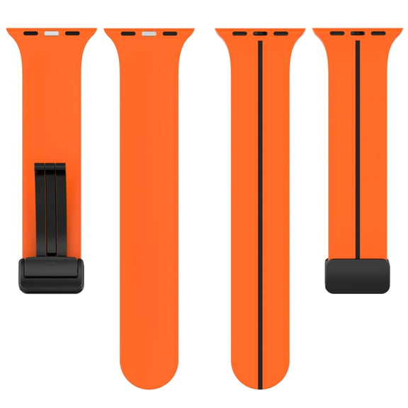 Two Color Folding Buckle Silicone Watch Band For Apple Watch 6 40mm(Orange+Black)
