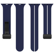 Two Color Folding Buckle Silicone Watch Band For Apple Watch 6 40mm(Midnight Blue+White)
