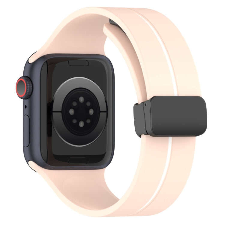 Two Color Folding Buckle Silicone Watch Band For Apple Watch 5 40mm(Pink+White)